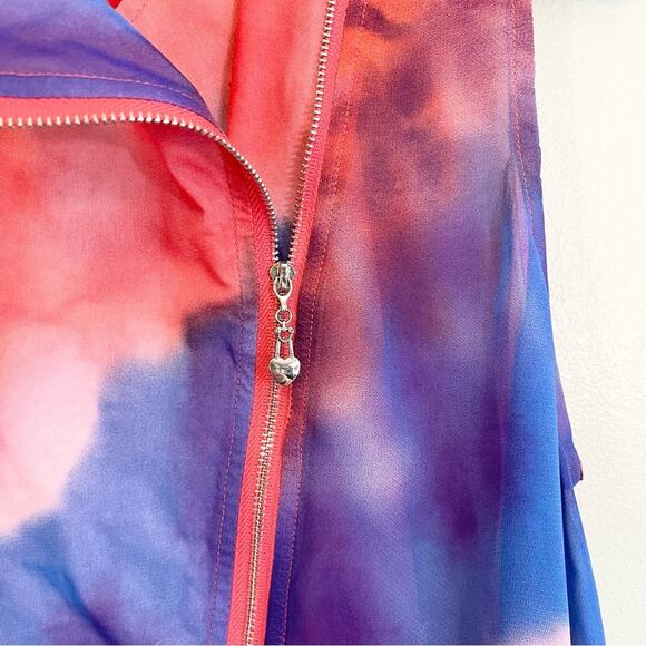 Adore Women's Mock Neck Tie Dye Zip Up Flowy Sleeveless Blouse Size Large - Picture 7 of 11